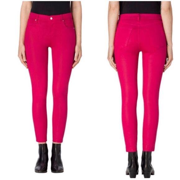 J Brand Alana High Rise Cropped Coated Dizzy Pink Jeans size 26 NWT - Picture 1 of 8